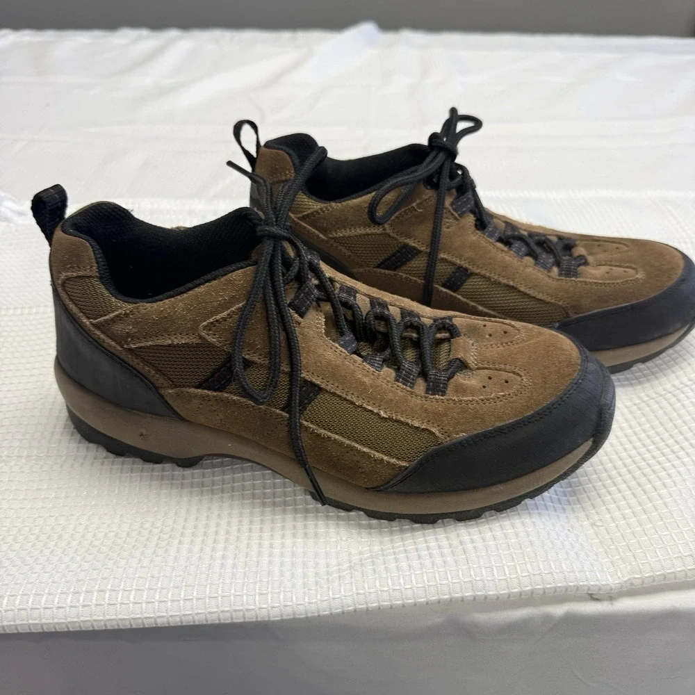 Lands End‎ 10 B Mens Hiking Shoes Brown Suede Walking Outdoor Water Resistant